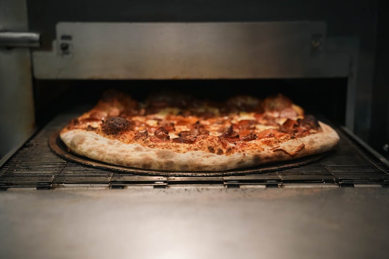 BBQ chicken deep dish pizza at Pequod's pizza